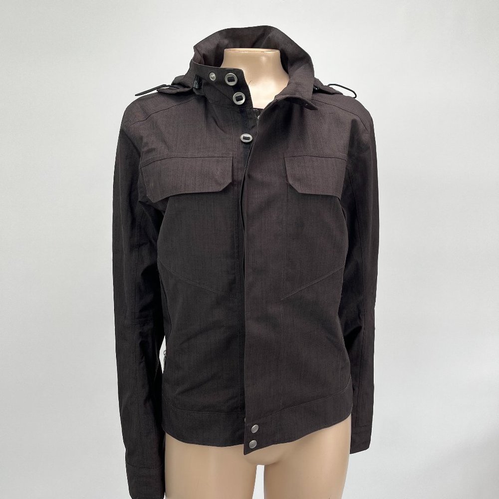 Nau Mens's Jacket XS Brown Hooded Zip Shell Not Insulated Coat DD15